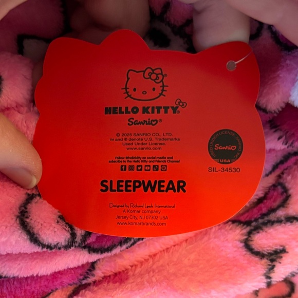 NWT Hello Kitty Love plush fleece pajama set sz L - Picture 6 of 6